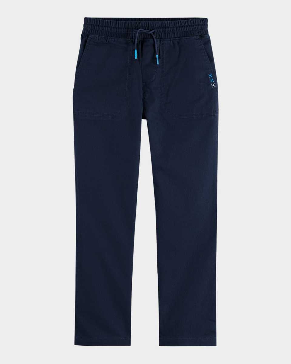 Boy's Garment-Dyed Cotton Twill Drawstring Pants, Size 4-12
